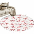 thumbnail image 6 of Pink Bow Ribbon Round Rug 3ft Washable Circle Entryway Rugs Non Slip Vintage Modern Art Bowknot Area Rug Indoor Floor Carpet for Bedroom Kitchen Living Room Home Office Dining Room Nursery, 6 of 8