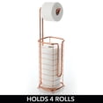 thumbnail image 3 of mDesign Steel Free Standing Toilet Paper Holder Stand and Dispenser - Rose Gold, 3 of 7