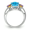 thumbnail image 2 of Primal Silver Sterling Silver Rhodium Light Swiss Blue, Amethyst and Citrine Ring, 2 of 6