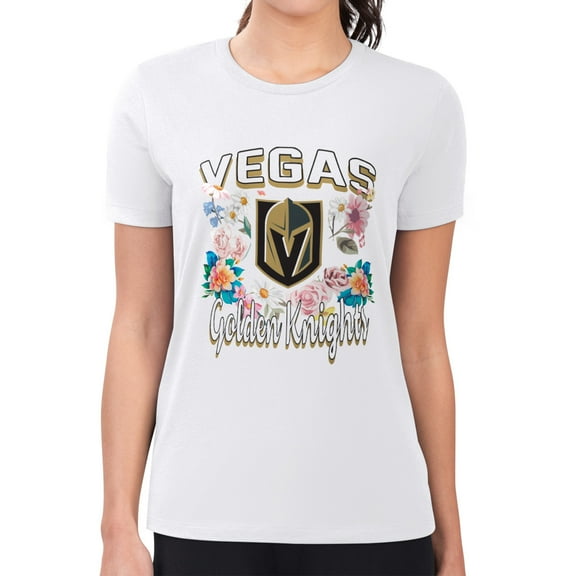 Women's G-III 4Her by Carl Banks White Vegas Golden Knights Super-Slim Fit Lightweight Flower Logo T-Shirt
