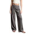 thumbnail image 3 of Lullu Girls Palazzo Pants Elastic Waist Drawstring Loose Straight Leg Trousers, Sizes 4-13, 3 of 5