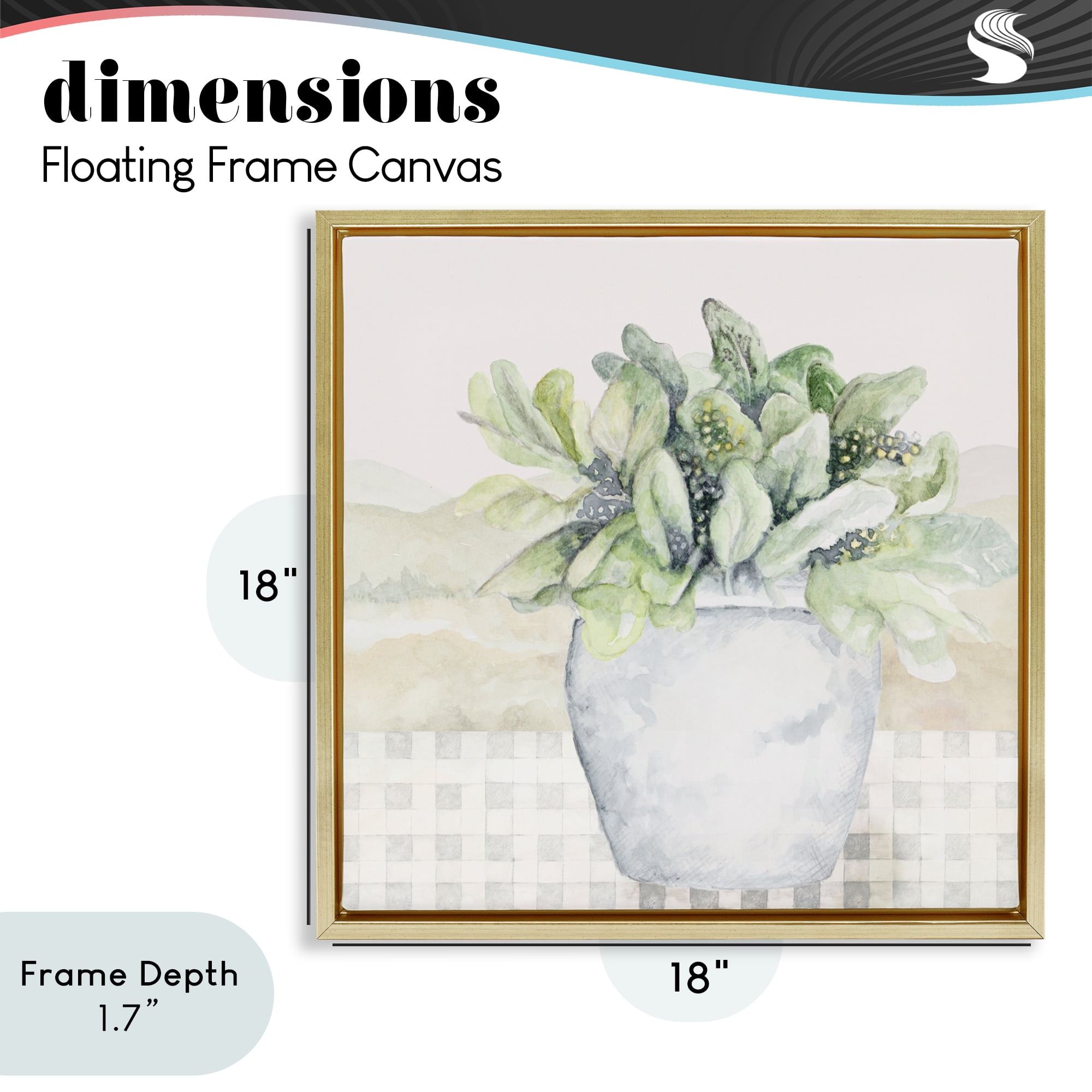 Stupell Industries Potted Farm Herbs Arrangement Gold Framed Floater Canvas Wall Art, design by Janice Gaynor