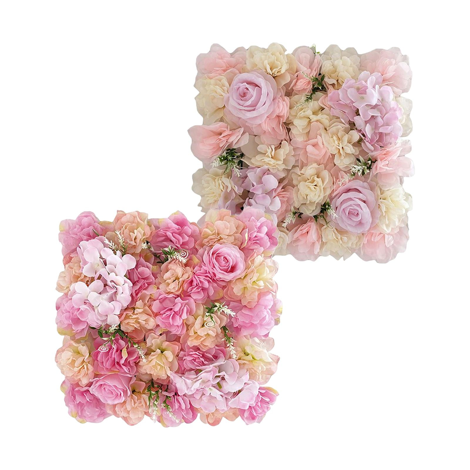 2pcs Wall Panel Artificial Flower Decorative Silk Flower Panels Backdrop Floral Panel for