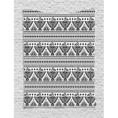 - Native American Tapestry, Ethnic Primitive Tribal Art Pattern with Eagle Symbol Mystic Culture Folk, Wall Hanging for Bedroom Living Room Dorm Decor, Black White, by Ambesonne