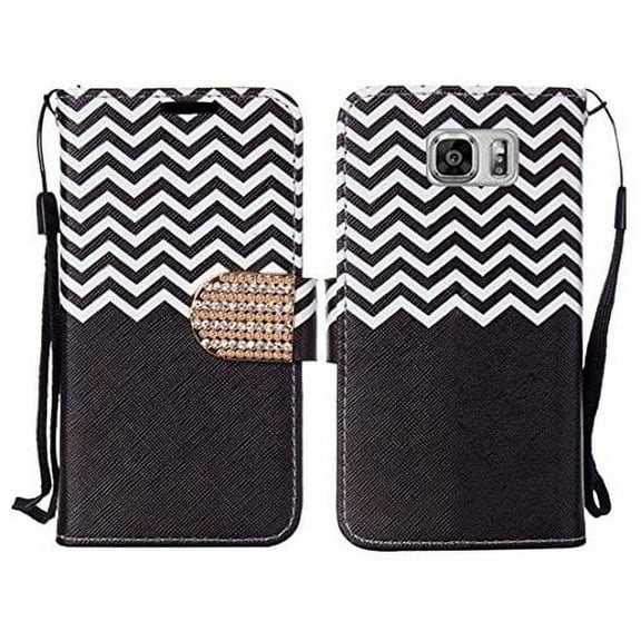 GSA Chevron Flip Wallet Case For Samsung Galaxy S7 - Black/White