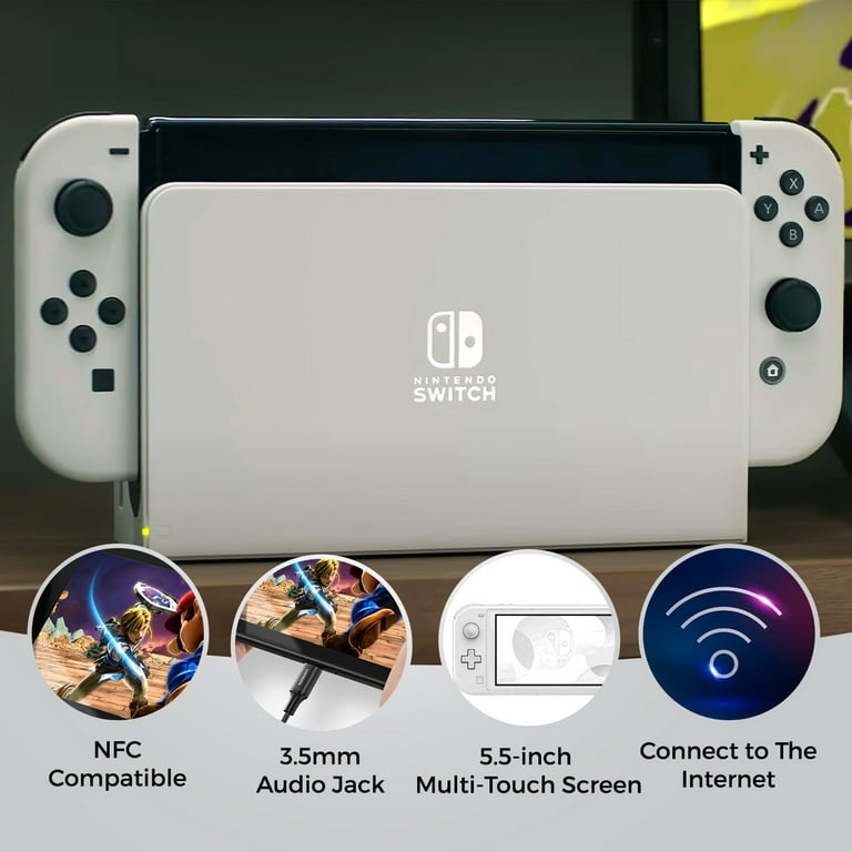 Nintendo Switch OLED White - Mario Kart 8 Deluxe - Character Group Luigi,  Peach + 128GB Card & More