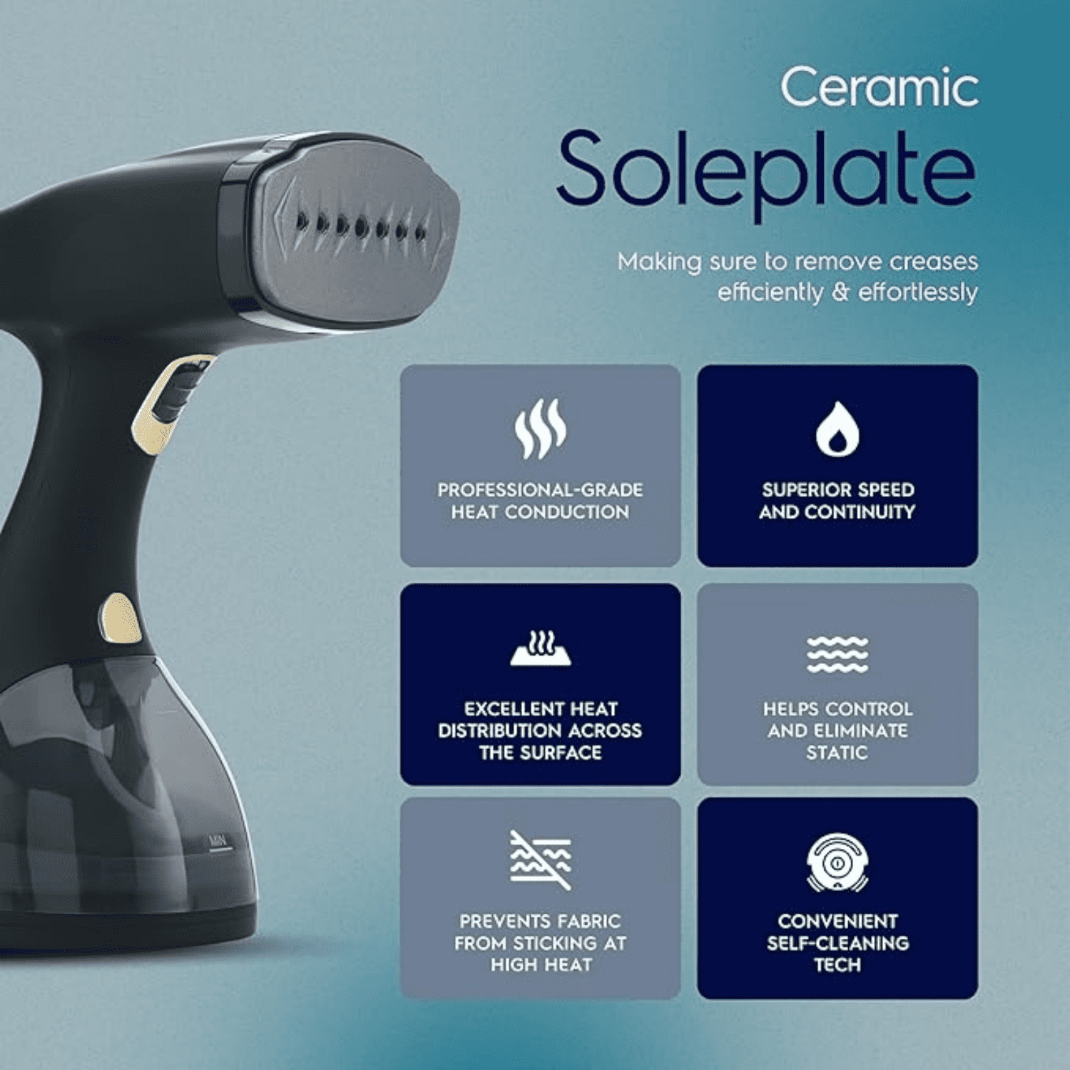 Steamer for Clothes, 1500 Watt Portable Handheld Fabric and Garment Steamer with Lint Remover & Fabric Brush, Ultra-Fast Heat Up, 18 Min Continuous Steam for Powerful Wrinkle Remover, Black