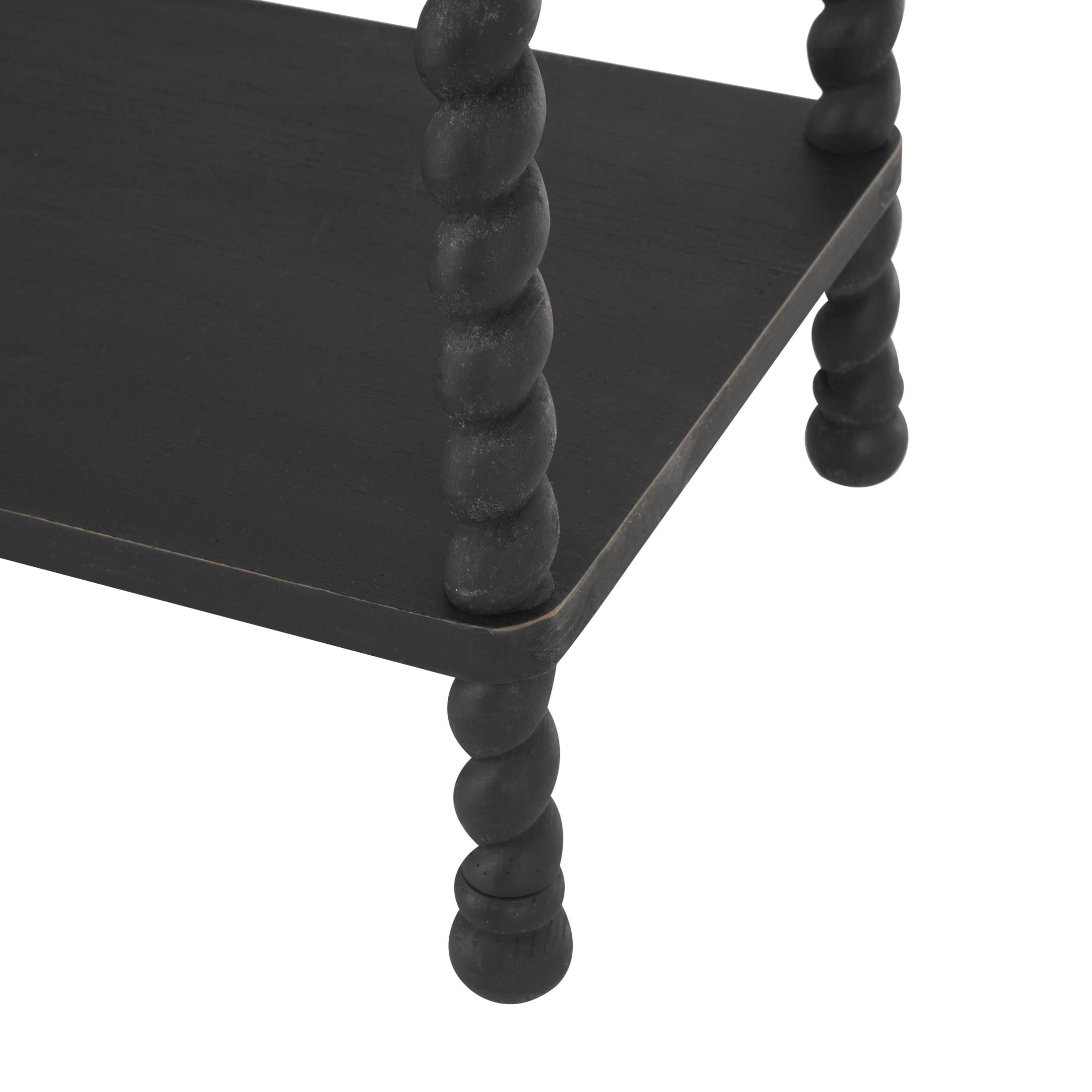 DecMode 47" x 32" Black Wood Arched Console Table, 1-Piece