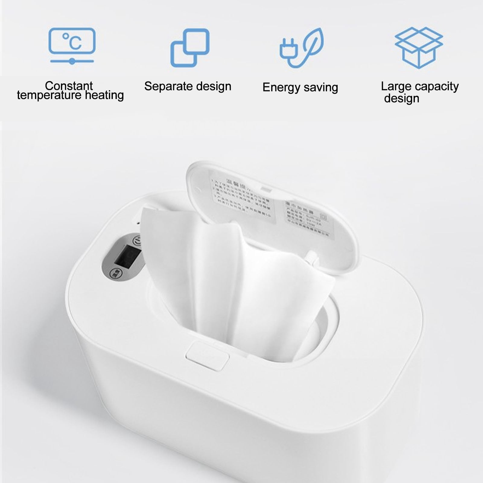 BIMZUC Wipes Warmer with Night Light, Constant Temperature Baby Wet Wipe Dispenser with Adjustable Temp, Portable USB Powered Large Capacity Moist Tissue Heater, White