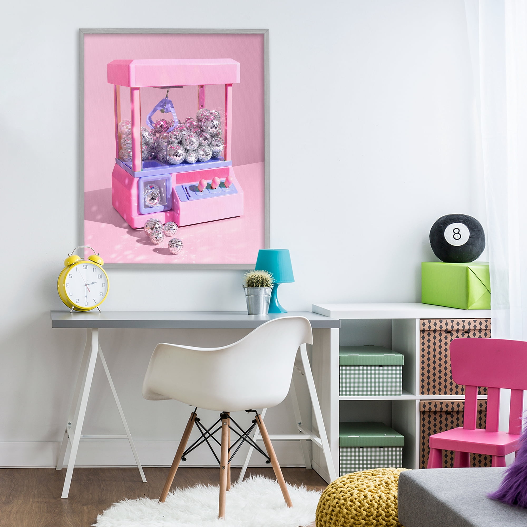 Stupell Industries Disco Ball Claw Machine Gray Framed Giclee Art, design by LISH Creative