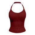 thumbnail image 3 of Leidass Womens Spaghetti Strap Scoop Neck Ribbed Tank Top Cami Shirts Wine L, 3 of 5