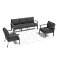 thumbnail image 4 of ALAULM Aluminum 5 Pieces Patio Furniture Set, 1 Three-Seater Sofa & 2 Single Sofas with 5.1" High-Resilience Cushions for Patio Backyard Poolside, Black, 4 of 6