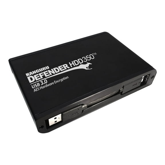 Kanguru Defender HDD350 5 TB FIPS 140-2 Certified - Hardware Encrypted Hard Drive - 2.5" External - SATA (SATA/600) - Matte Black - TAA Compliant - Server Device Supported - USB 3.2 (Gen 1) - 5400r...