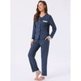 thumbnail image 2 of DARING DIVA Pajama Sets Lace Trim Elastic Waist Pant Loungewear S Dark Blue, 2 of 7