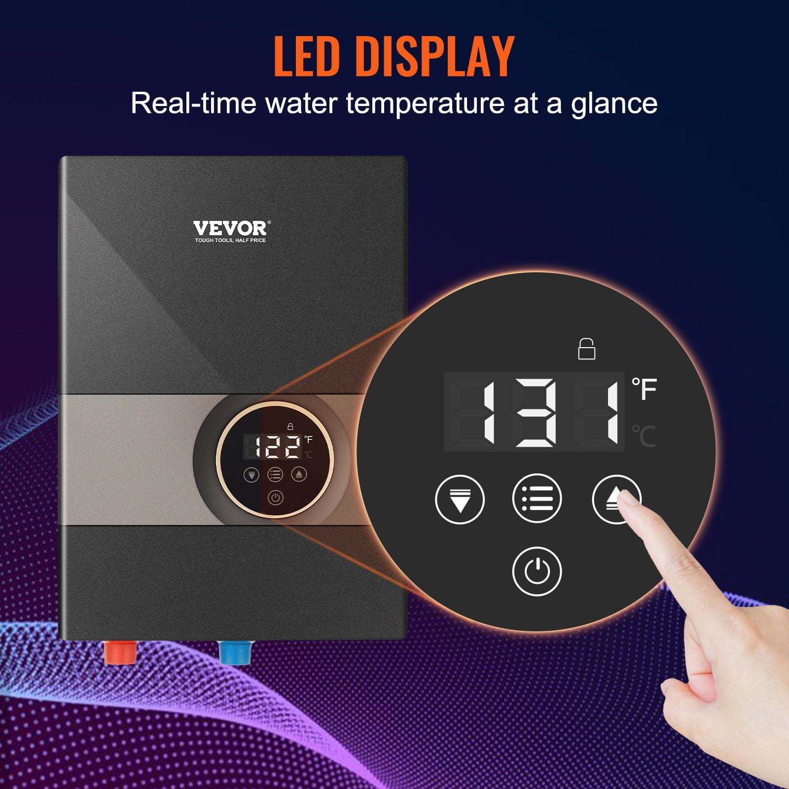 Instant Water Heater 13.8kW, Electric Tankless Water Boiler with Digital Display, 24/7 Hot Water for Shower, Kitchen, Bathroom – ETL Listed