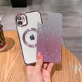 thumbnail image 3 of Compatible with iPhone 12 Magnetic Gardient Glitter Case, Plating Bling Cute Case with MagSafe for Women Girls Full Camera Protector Back Cover for iPhone 12 6.1'' Pink, 3 of 11