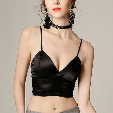 

Glossy Wrapped Chest Bra Slings Women Slings Bra V-neck Triangle Cup Underwear Wirefree Lightly Lined Triangle Bralette Vest