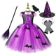 thumbnail image 3 of Conjunto de 3 piezas para Halloween, disfraz de maléfica para niña, trajes altos y bajos, vestidos de malla con capa de plumas para fiesta de Carnaval, 3 of 5