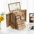 thumbnail image 6 of Jewelry Box for Women, 6 Layer Rustic Wooden Jewelry Boxes & Organizers with Mirror & Drawers for Rings Earrings Necklaces(Carbonized Black), 6 of 9