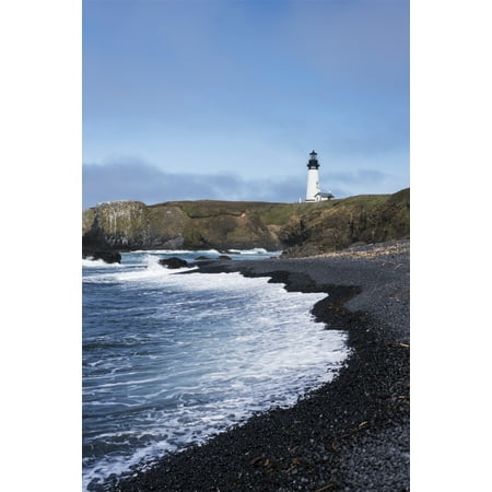 Surf breaks on the beach at Yaquina Head Newport Oregon United States of America Poster Print by Robert L Potts  Design