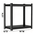 thumbnail image 2 of 22''H BookShelf, 2-Tier Metal Bookshelves, Heavy Duty Steel Bookcases, Large Storage Capacity Adjustable Tall Industrial Bookshelf for Living Room, Bedroom and Study Room, Black (16''Wx12''D), 2 of 9