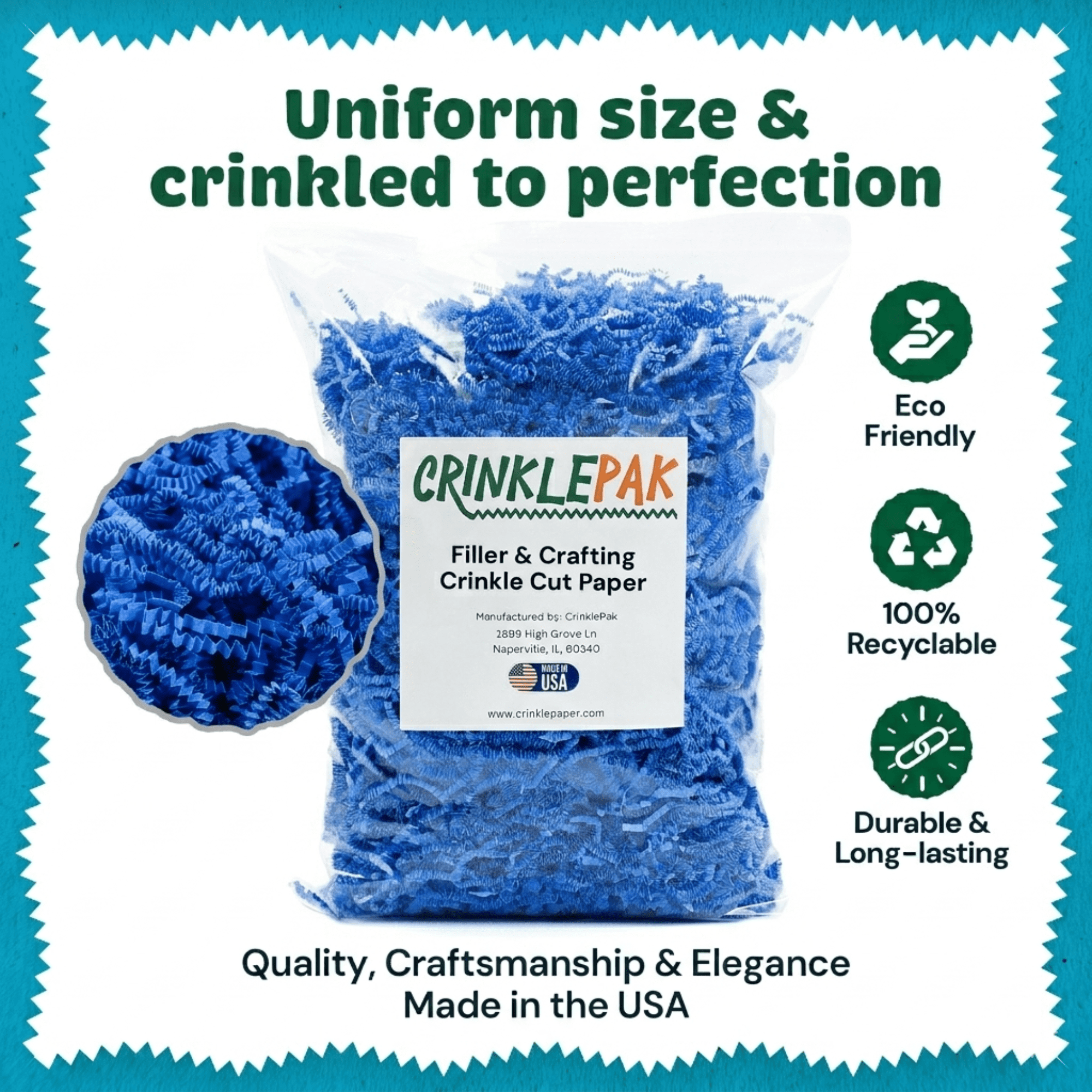 10 LB Light Blue Crinkle Cut Shred