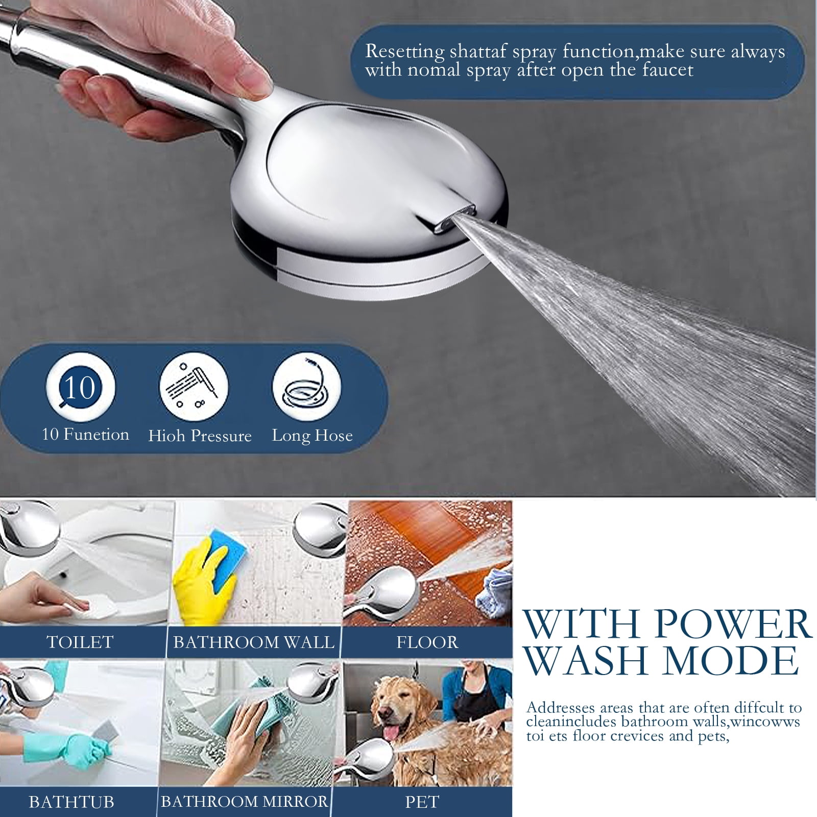 YTKUS 12 Inch Rain Shower Head Combo, High Pressure Rainshower Head with Adjustable Arm and 3 Settings Handheld ,Spray -9 Spray Filtered Shower Head