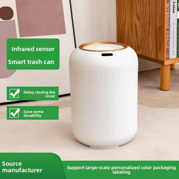 12L Smart Sensor Trash Can, Kitchen & Bathroom, White & Green