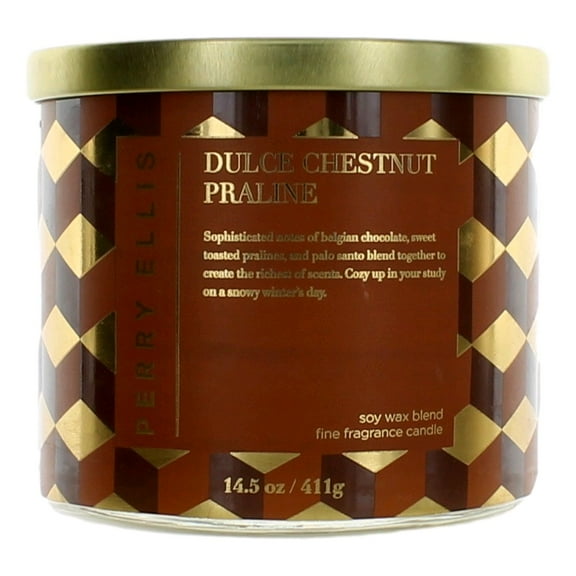Dulce Chestnut Praline 3 Wick Candle by Perry Ellis