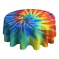 thumbnail image 4 of Colorful Tie Dye Pattern Round Tablecloth 60"x60",Wrinkle Wipeable Table Cloth for Kitchen Dining Room Picnic Patio Party, 4 of 6
