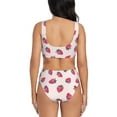 thumbnail image 3 of Rocae Hand Drawn Strawberry for Bikini Set for Women Two Piece Sexy High Swimsuits Split Crossover Bikini Small, 3 of 9