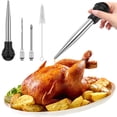 thumbnail image 3 of Turkey Baster Set of 4 Stainless Steel Turkey Baster Syringe Meat Marinade Injector Needle with 2 Needles Silicone Bulb and Cleaning Brush Meat Baster for Kitchen Cooking, 3 of 11