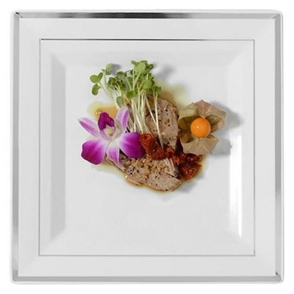 Fineline Settings 5510-WH White Square Dinner Plate