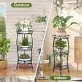 thumbnail image 6 of VECELO 3 Tier Plant Stand, Heavy Duty Metal Planter Holder, Indoor Outdoor Round Potted Stand, Black, 6 of 9