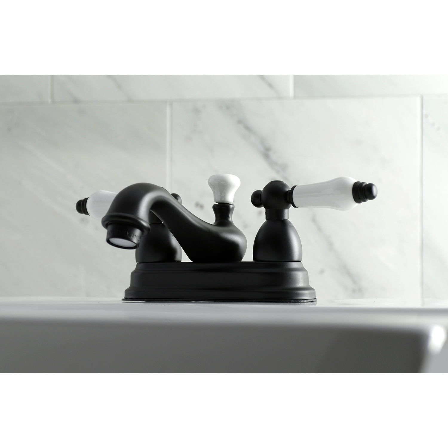Kingston Brass KS3600PL 4 in. Centerset Bathroom Faucet, Matte Black
