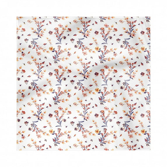 Plant Watercolor Decorative Satin Napkins Set of 4, Illustration of Blooming Meadow Elements, Square Fabric Party & Dinner Napkin, 18", White Multicolor, by Ambesonne