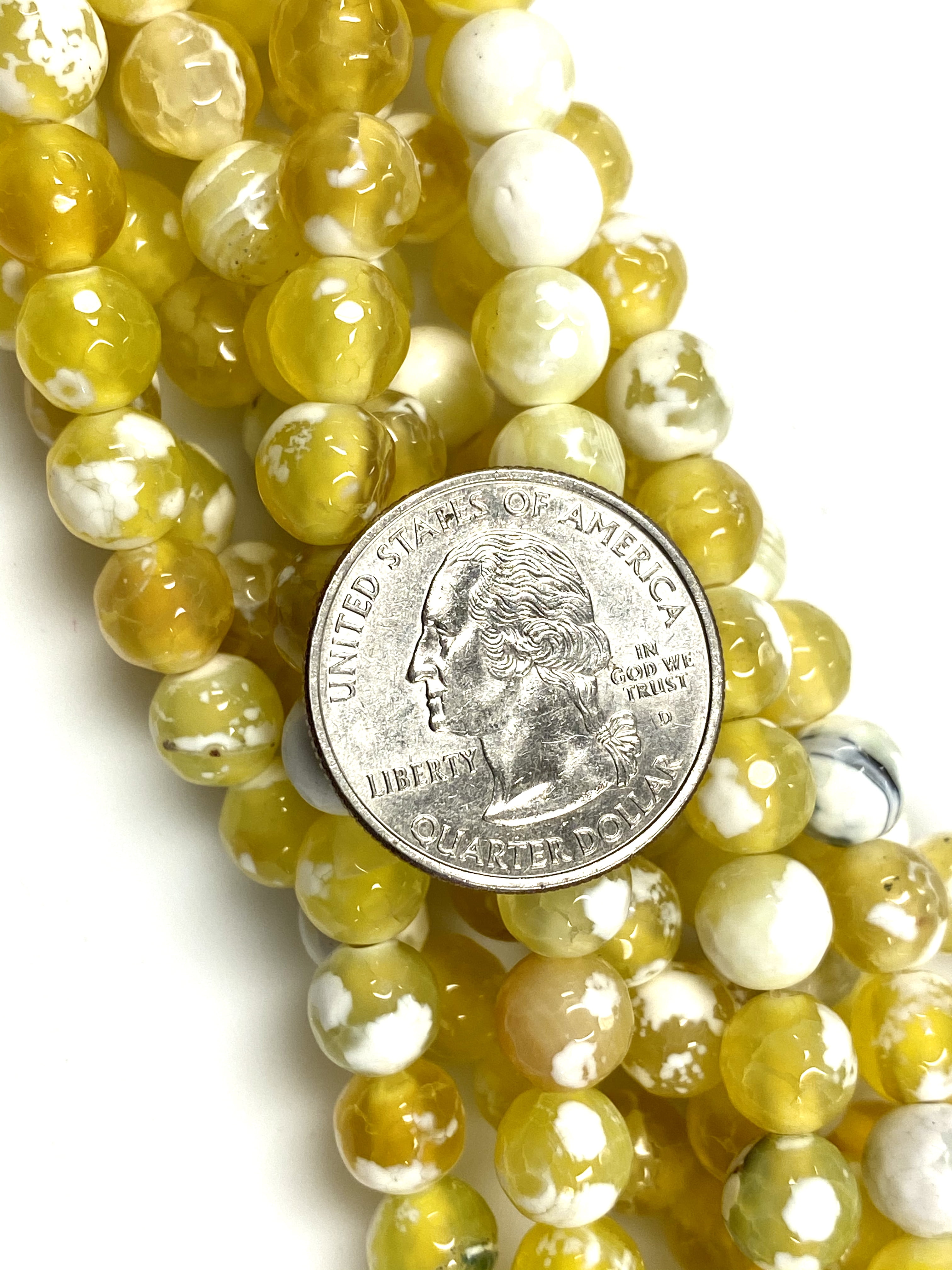 Faceted Round Yellow Agate Beads 6mm light Yellow Stone Beads