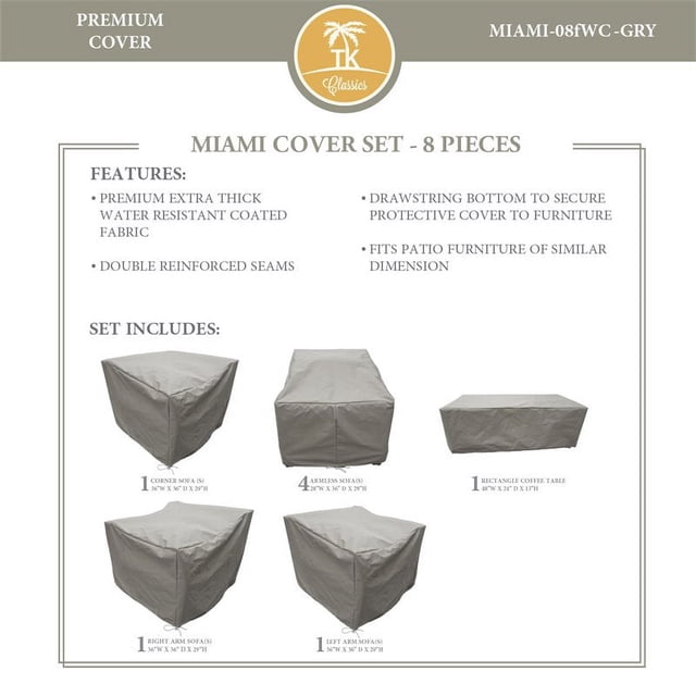 Housse de Protection MIAMI-08f Sertie en Gris