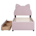 thumbnail image 2 of DreamBuck Bed Frame Twin Size, Upholstered Platform Bed Frame with 2 Drawers and Cartoon Ear Shaped Headboard for Bedroom, Wood Bed Frame for , Boys, Girls, No Box Spring Needed, Easy Assembly, 2 of 10