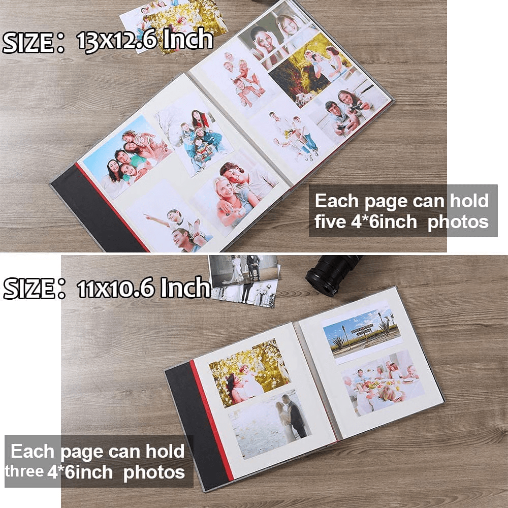 Large Photo Album Self Adhesive 4x6 8x10 10x12 Scrapbook Magnetic Album DIY Scrapbook Length 13 x Width 12.8 (inches) 120 Sticky Pages Linen Cover