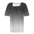 thumbnail image 5 of XYAIYT Women's Summer Tops Gradient Color Square Neck Blouses Loose Casual Pleated Short Sleeve T-shirt, 5 of 5