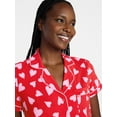 thumbnail image 5 of Joyspun Women's Dreamy Soft Collection Notch Collar Top and Shorts Valentine's Day Pajama Set, 2-Piece, Sizes XS-3X, 5 of 6