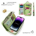 thumbnail image 3 of Dteck Detachable Magnetic Case for iPhone 12 Pro Max, RFID Blocking Multifunction Wallet for Women Zipper Long Purse with Removable Wristlet,Green, 3 of 6