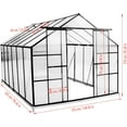 thumbnail image 5 of 12x8 FT Polycarbonate Greenhouses with Sliding Door and Adjustable Vent Window, Heavy Duty Outdoor Aluminum Walk-in Green House for Outdoor Garden Backyard, Greenhouses for Outdoors, Black, 5 of 5