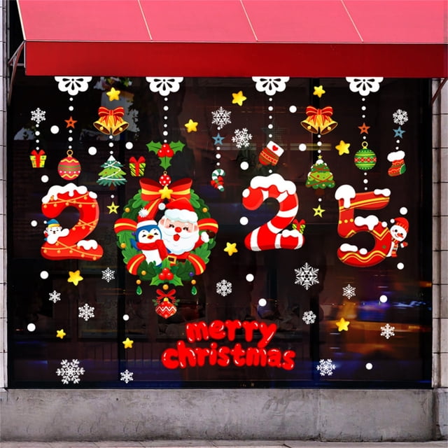 onlyliua ¡ Artículos En Liquidación! Nueva Pegatina de Cristal con Forma de Muñeco de Nieve Navideño, Decoración para Ventana, Pegatina Electrostática de Copo de Nieve Navideño