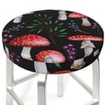 thumbnail image 3 of Bingfone13 Inch Padded Round Bar Stool Cover Cushion With Elastic Fabric Round Chair Seat - Red Mushrooms, 3 of 7