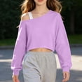 thumbnail image 5 of Mifsaly Girls Cropped Sweatshirts off the Shoulder Long Sleeve Pullover Tops Fall Winter Casual Loose Fit Active Loungewear, 5 of 9