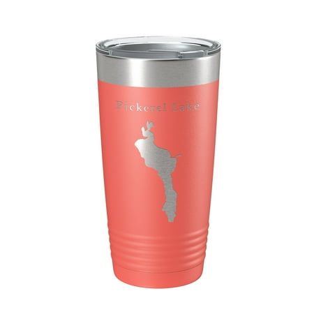 

Pickerel Lake Map Tumbler Travel Mug Insulated Laser Engraved Coffee Cup South Dakota 20 oz Coral