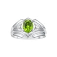 thumbnail image 1 of RYLOS Men's Rings Sterling Silver Rings Classic Designer Style 9X7MM Oval Gemstone &  Diamond Ring Peridot August Birthstone Rings For Men Size 8, 1 of 7