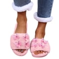 thumbnail image 5 of uublik Womens Fuzzy Slippers Indoor Home Slippers House Slippers Open-Toe Breathable Winter Indoor Slippers, Pink, 5 of 7